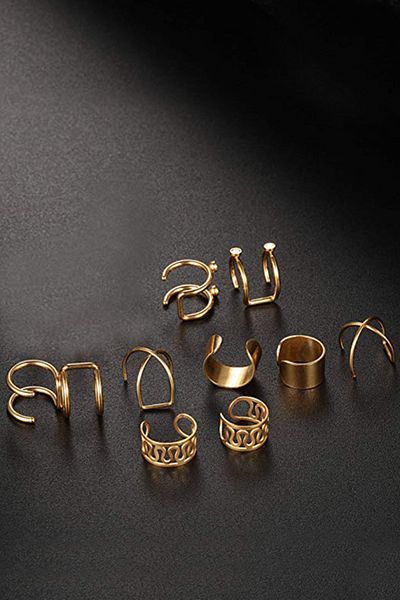 Chavin Women's Gold Rope Steel 6 Piece Set Women's Earrings ehy-eb66sr