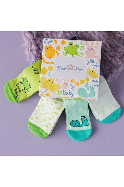 Milk & Moo Milk&moo Baby-Socken – 4er-Set, für Spratfrosch und Sangalos, 0–12