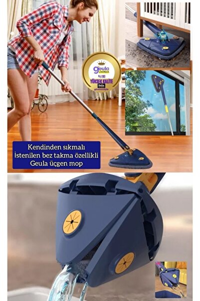 E-LİFE HOME Paspas Mop Kendinden Sıkmalı Üçgen Cam Silme Aparatı