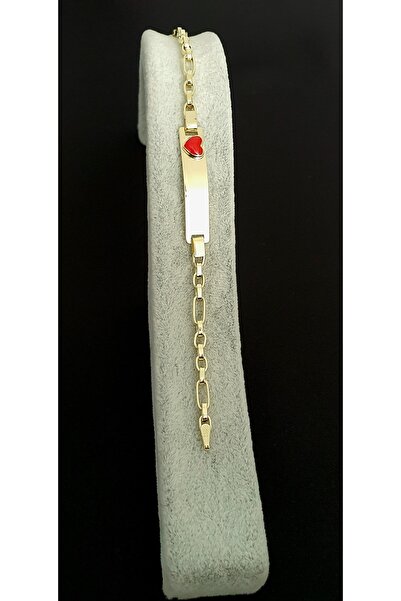Goldlife jewellery Bebek 14 Ayar Altın Kalp Mineli Isimlikli Künye
