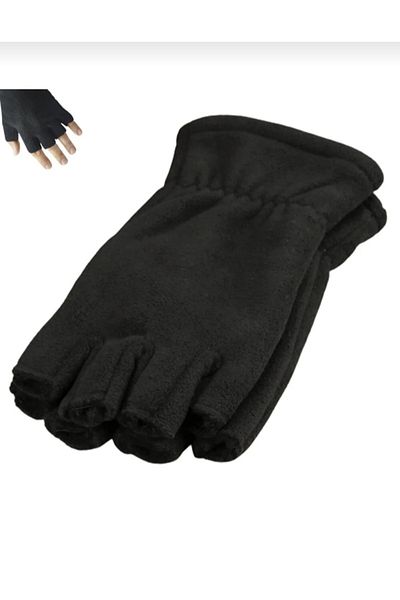 MSA Unisex Μαύρα χειμερινά θερμικά γάντια φλις χωρίς δάχτυλα