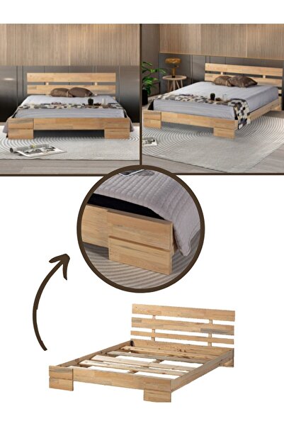 YAPSA HOME MOBİLYA Idil-doğal Masif Ahşap Karyola