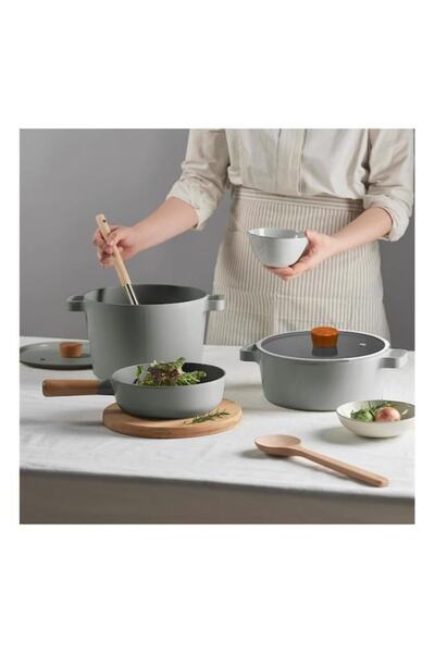 NEOFLAM Fika Gray 26 Cm Cast Iron Wok Pan