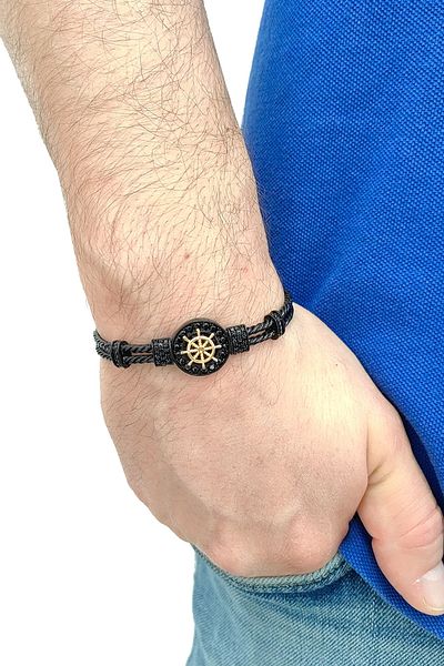 Chavin Black Gold Rudder Figured Brass Men's Bracelet Er64sy