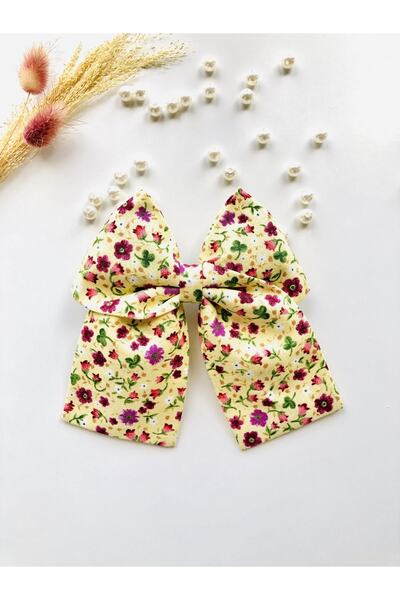 seyranat Γυναικεία καρφίτσα μαλλιών με αυτόματο κλιπ με φιόγκο σε κίτρινο χρώμα