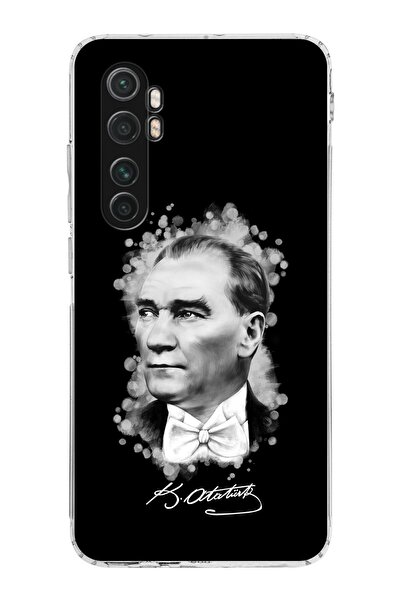 PrintiFy Xiaomi Mi Note 10 Lite Kamera Korumalı Kapak Atatürk Tasarımlı Şeffa...