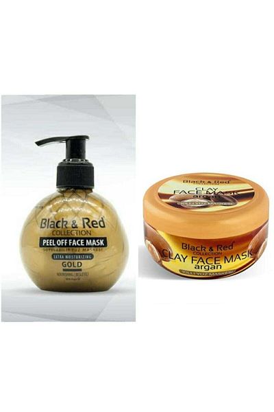 Black Red Black & Red Peel Off Face Mask Gold 250 Ml + Black & Red Argan Oil Clay Face Mask 400 Ml