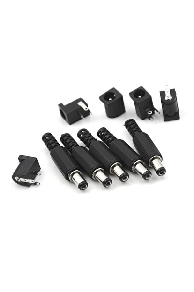 LEDONLİNE 5 Set Jak Fiş+dc Şase Güc Kaynagı Soketi 2,5mm Erkek Dışı
