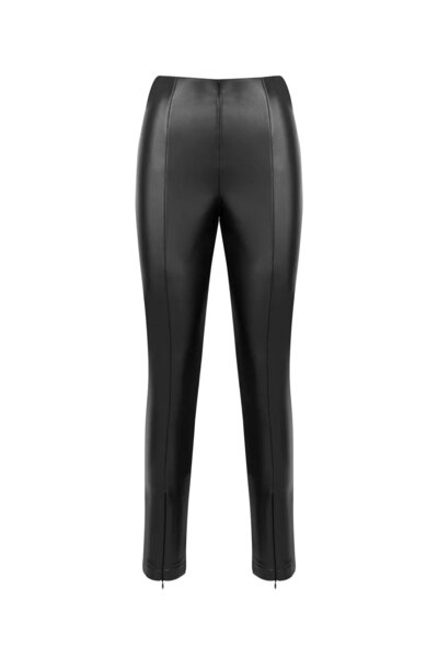 SEÇİLSTORE Штучна шкіра з деталями на штанинах - чорні
