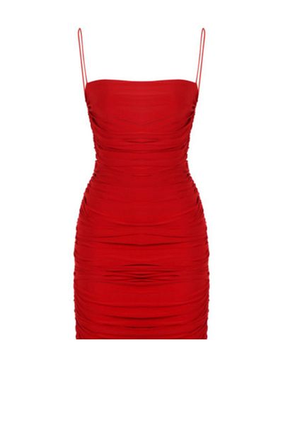 Whenever Company Red Draped Strap Mini Dress