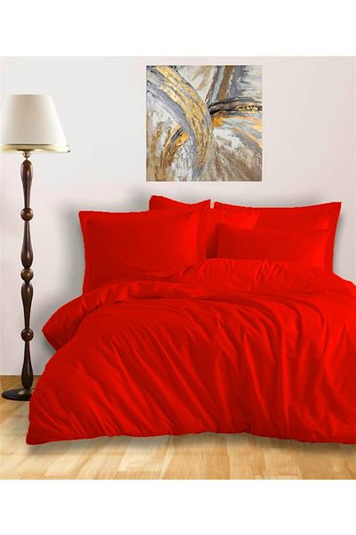 Mulberry Hermosa Ranforce 100% Cotton Double Duvet Cover Set - Red