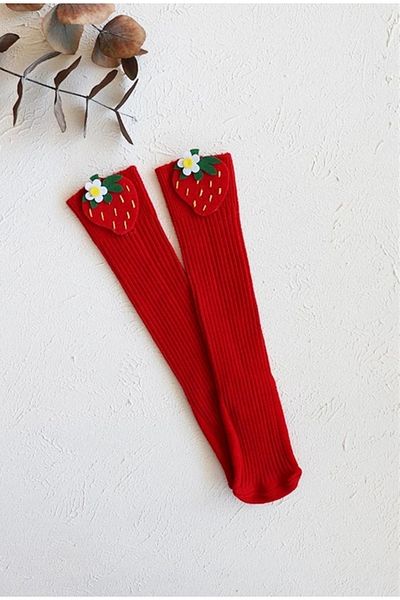 ÖZKARDEŞLER BABY Baby Knee Socks Felt Fuzzy Strawberry
