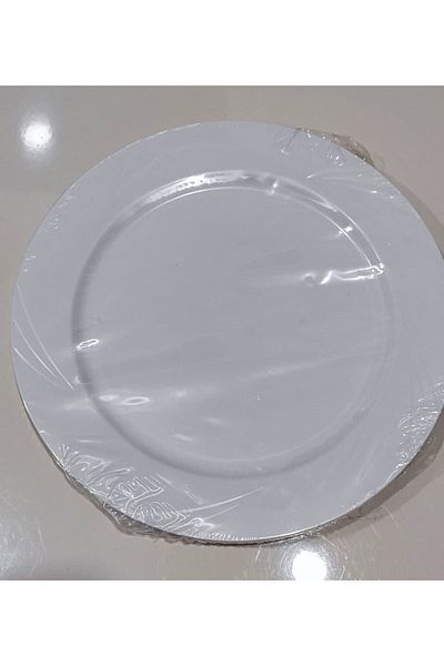 14Süs White Color Luxury Plastic Mica Round Plate 26cm 6 Pieces