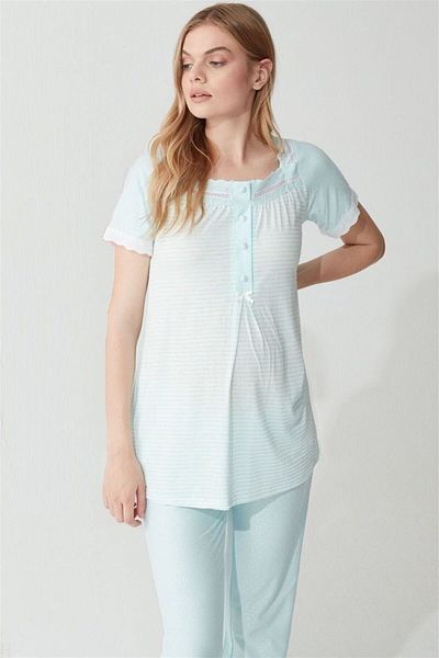 Feyza Pijama Women's Blue 3-Piece Maternity Pyjama Set 3760