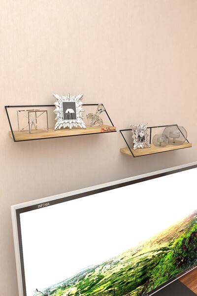 MsY TREND Ikili Dekoratif Masif Doğal Ahşap Duvar Rafı Kitaplık Terek Mutfak Rafı Dekoratif Raf Baharatlık