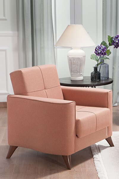 SANDALİE Daily Berjer Salon Oturma Odası Tekli Koltuk Yataklı/sandıklı - Somon