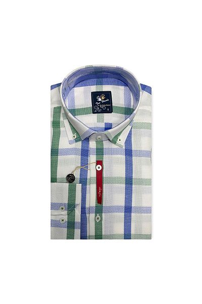TWO HANDS Cămașă din bumbac fără buzunar pentru bărbați, slim fit, cu mânecă lungă, 352
