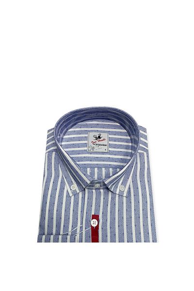 TWO HANDS Cămașă pentru bărbați, slim fit, cu mânecă lungă, fără buzunar, cu dungi 342