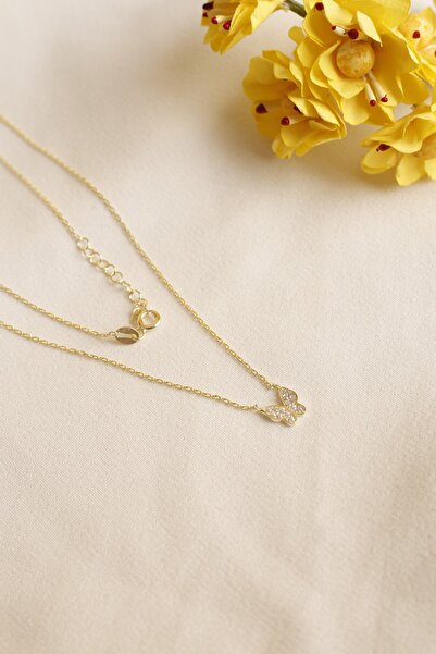 Lia Berto Altın Kaplama Minimal Kelebek 925 Ayar Gümüş Kolye