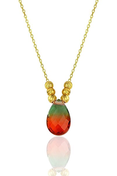 Bilsen Store 925 Ayar Gümüş Zincirli Altın Kaplama Dorika Toplu Mistik Topaz ...