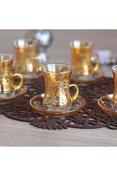 Elen Hediyelik Lüster Ivy Handled Tea Set Yellow