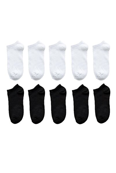 BabyLimon Unısex Siyah /beyaz Patik Çorap 10 Adet