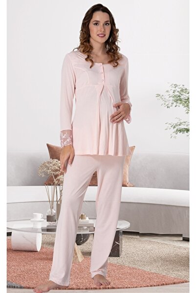 by İGP Women's Pink Long Sleeve Maternity Pajama Set Effortt