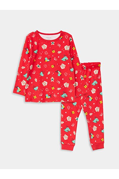 LC Waikiki Beli Lastikli Yılbaşı Temalı Erkek Bebek Pijama Takımı
