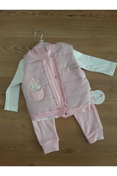 Hippıl Baby Hooded Inflatable Vest Set Baby Girl 3 Pieces
