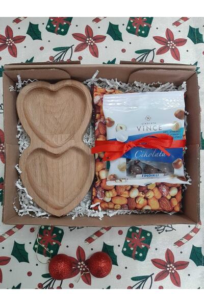 adin tasarım Çerezlik Hediye Seti 3 Parça Kutulu Kalp Çerezlik 2li Çerez Çiko...