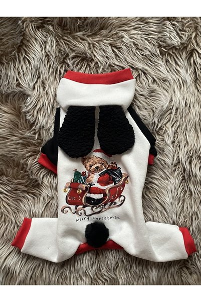 Barneystore Kedi Köpek Yılbaşı Özel Kulaklı Tulum