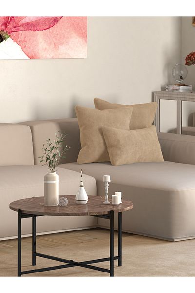 Pastel Velvet Textured Khaki Color Throw Pillow Pillow Case Suitable for Freedom Series Punch