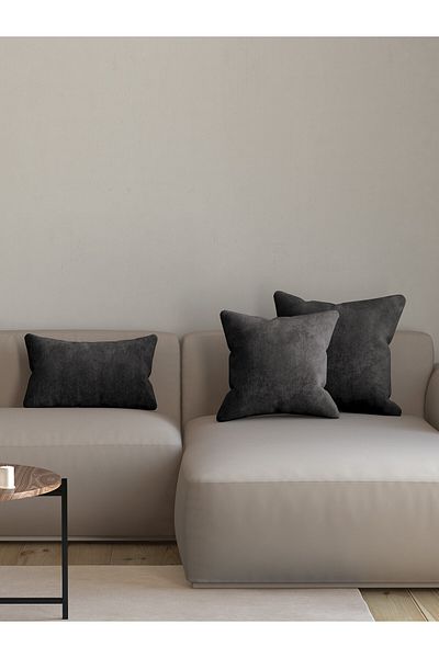 Pastel Velvet Textured Black Color Throw Pillow Pillow Case Suitable For Freedom Series Punch