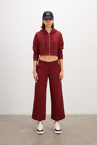 ANAİS & MARGAUX Bol Paça Bordo Eşofman