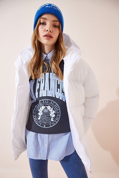 Happiness İstanbul Winterjacke - Weiß - Puffer