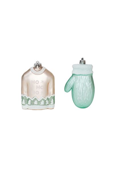 Karaca Home مجموعة زينة شجرة السنة الجديدة من الصوف مكونة من قطعتين