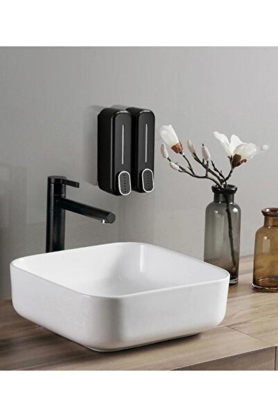 AYLA STAND Banyo Duvara Monte Ikili 300 Ml Saç Kremi Şampuanlık Otel Plastik Siyah