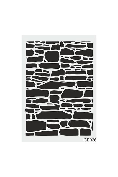 STENCİLTASARIM Stencil Design Ge036 Stone Wall Wall Wooden Glass Painting Pattern