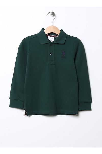 U.S. Polo Assn. Hanorac verde pentru băiat simplu Tp01kıdssk022