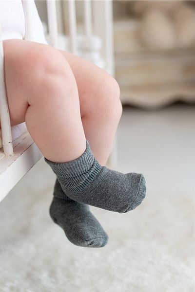 Nou Nou 4-Piece Gray and Anthracite Baby Kids Folded Socks