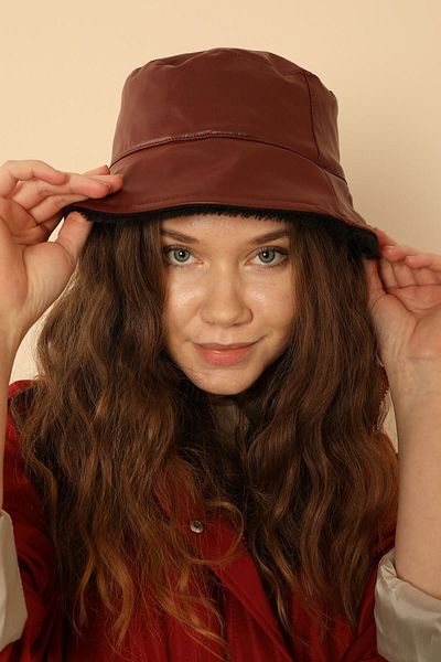 Ladies&Gentlemen Double Sided Leather Plush Women's Bucket Hat