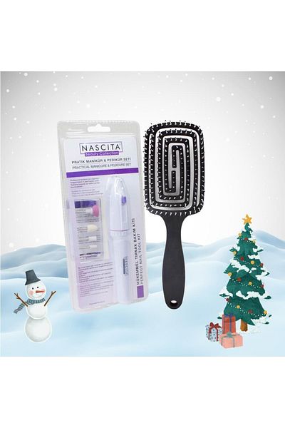 nascita New Year Pack - Practical Manicure and Pedicure Set, Hair Brush Black
