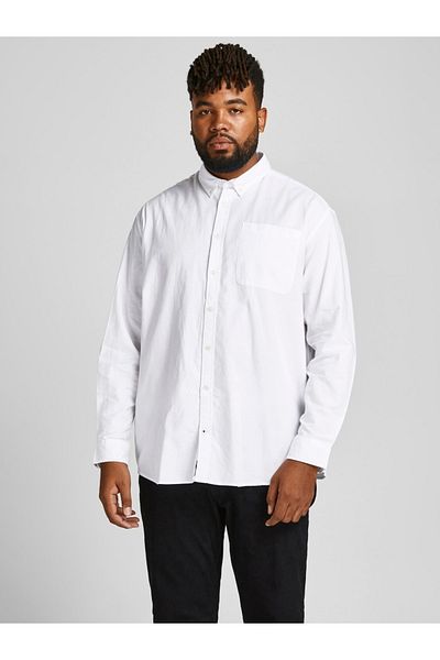 Jack & Jones Large Size White Men's Oxford Shirt 12190444