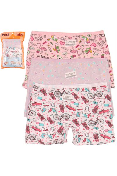 Poli Underwear Girl's 3-Piece Patterned Boxers