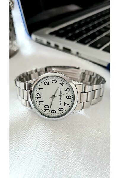 Marlas Gümüş Beyaz Rakamlı Retro Kadın Kol Saati