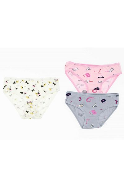 Poli Underwear Girl's 3-Piece Patterned Slip Panties