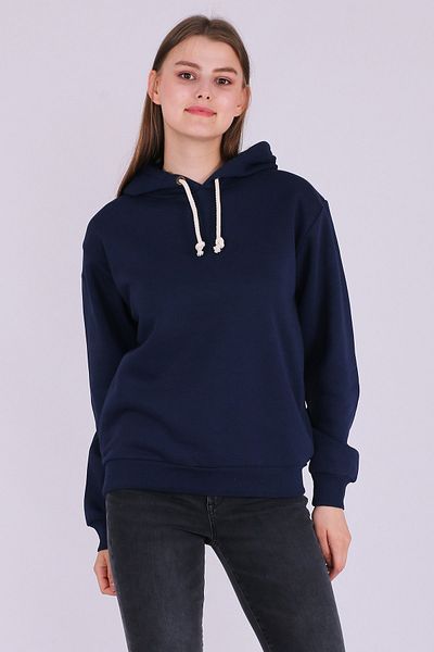 Tshirthane Γυναικεία φούτερ με κουκούλα Navy Blue Basic Oversize με κουκούλα 3 νημάτων