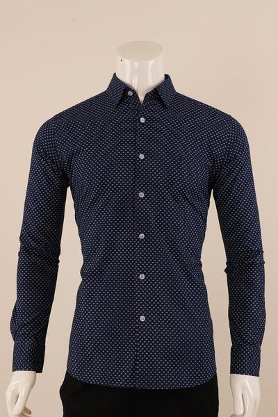 PİSERRO Uzun Kol Slim Fit Desenli Gömlek