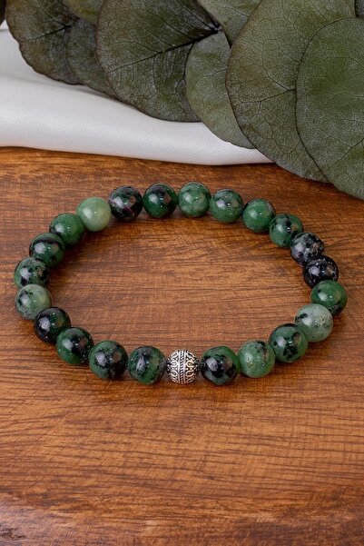 Dünya Doğal Taş Anyolit Taşı Bileklik (ruby Zoisit)