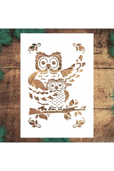 STENCİLTASARIM Stencil Design Ku003 Wall Wooden Glass Painting Pattern